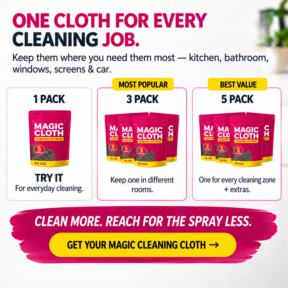 🫧lloravena Magic Cleaning Cloth (5-Pack) – No Cleaner, No Streaks, For Glass, Steel & Screens