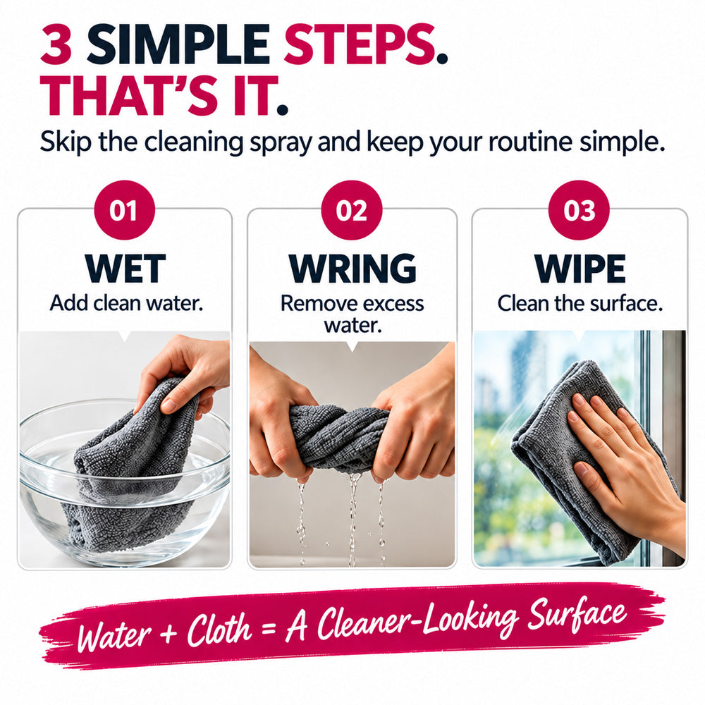🫧lloravena Magic Cleaning Cloth (5-Pack) – No Cleaner, No Streaks, For Glass, Steel & Screens