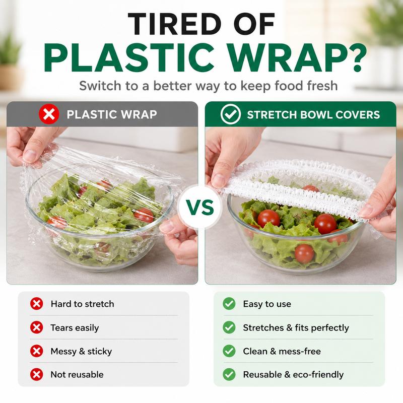 ❄️🥡 100PCS Disposable Stretch Food Covers, Elastic Kitchen Bowl & Plate Lids, Plastic Wrap Alternative for Food Storage & Leftovers Preservation – Buy 1 Get 1 Free, 200PCS Total
