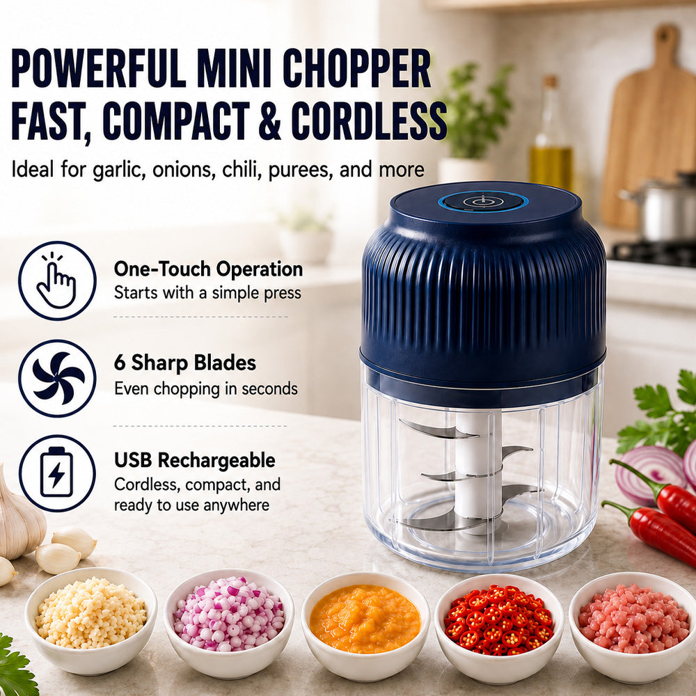 UPSELL🔥 50% OFF! 🔥6-Blade Electric Food Chopper | For Vegetables, Onions, Herbs, Nuts & Meat | Cordless, One-Touch & Easy to Clean | Baby Food Maker, Juicer, Spice Grinder & Meat Grinder