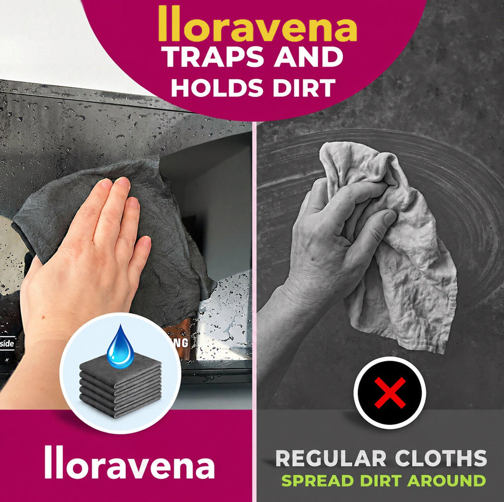lloravena Magic Cleaning Cloth (5-Pack) – No Cleaner, No Streaks, For Glass, Steel & Screens