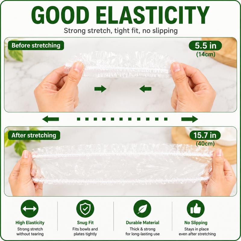 ❄️🥡 100PCS Disposable Stretch Food Covers, Elastic Kitchen Bowl & Plate Lids, Plastic Wrap Alternative for Food Storage & Leftovers Preservation – Buy 1 Get 1 Free, 200PCS Total