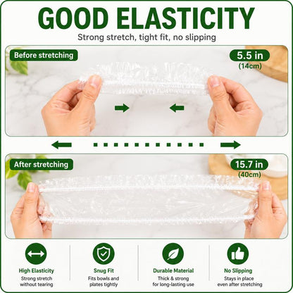 ❄️🥡 100PCS Disposable Stretch Food Covers, Elastic Kitchen Bowl & Plate Lids, Plastic Wrap Alternative for Food Storage & Leftovers Preservation – Buy 1 Get 1 Free, 200PCS Total