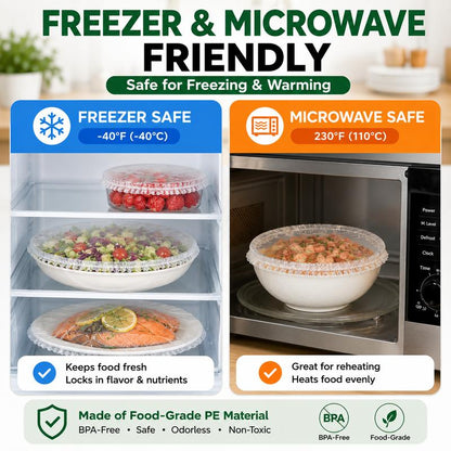 ❄️🥡 100PCS Disposable Stretch Food Covers, Elastic Kitchen Bowl & Plate Lids, Plastic Wrap Alternative for Food Storage & Leftovers Preservation – Buy 1 Get 1 Free, 200PCS Total