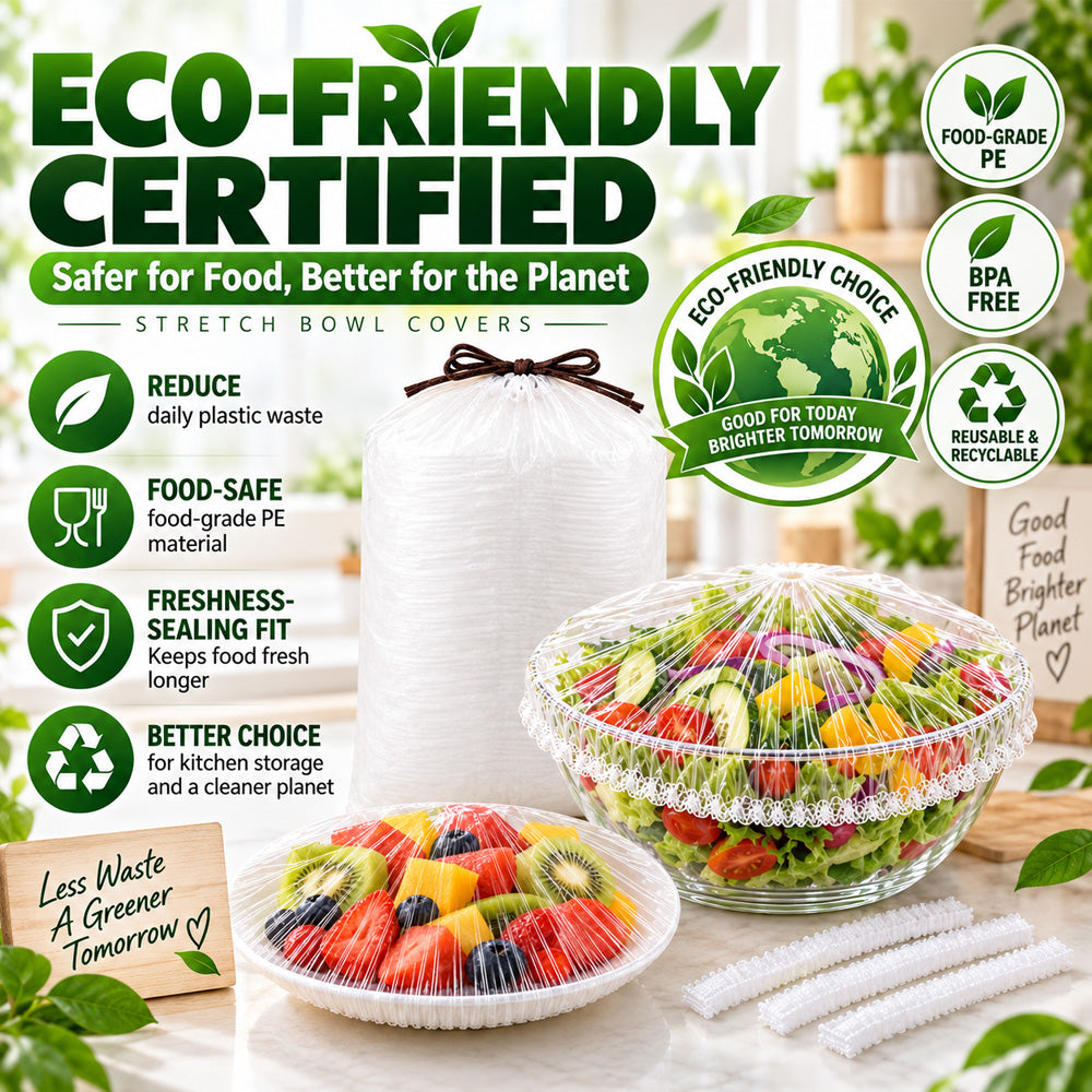 ❄️ 100PCS Disposable Stretch Food Covers🥡 Elastic Kitchen Bowl & Plate Lids, Plastic Wrap Alternative for Food Storage & Leftovers Preservation 🥗