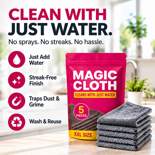 🫧lloravena Magic Cleaning Cloth (5-Pack) – No Cleaner, No Streaks, For Glass, Steel & Screens