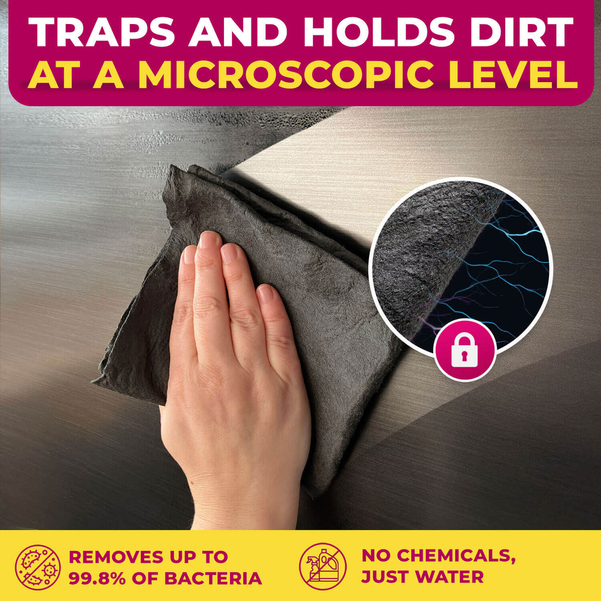 lloravena Magic Cleaning Cloth (5-Pack) – No Cleaner, No Streaks, For Glass, Steel & Screens