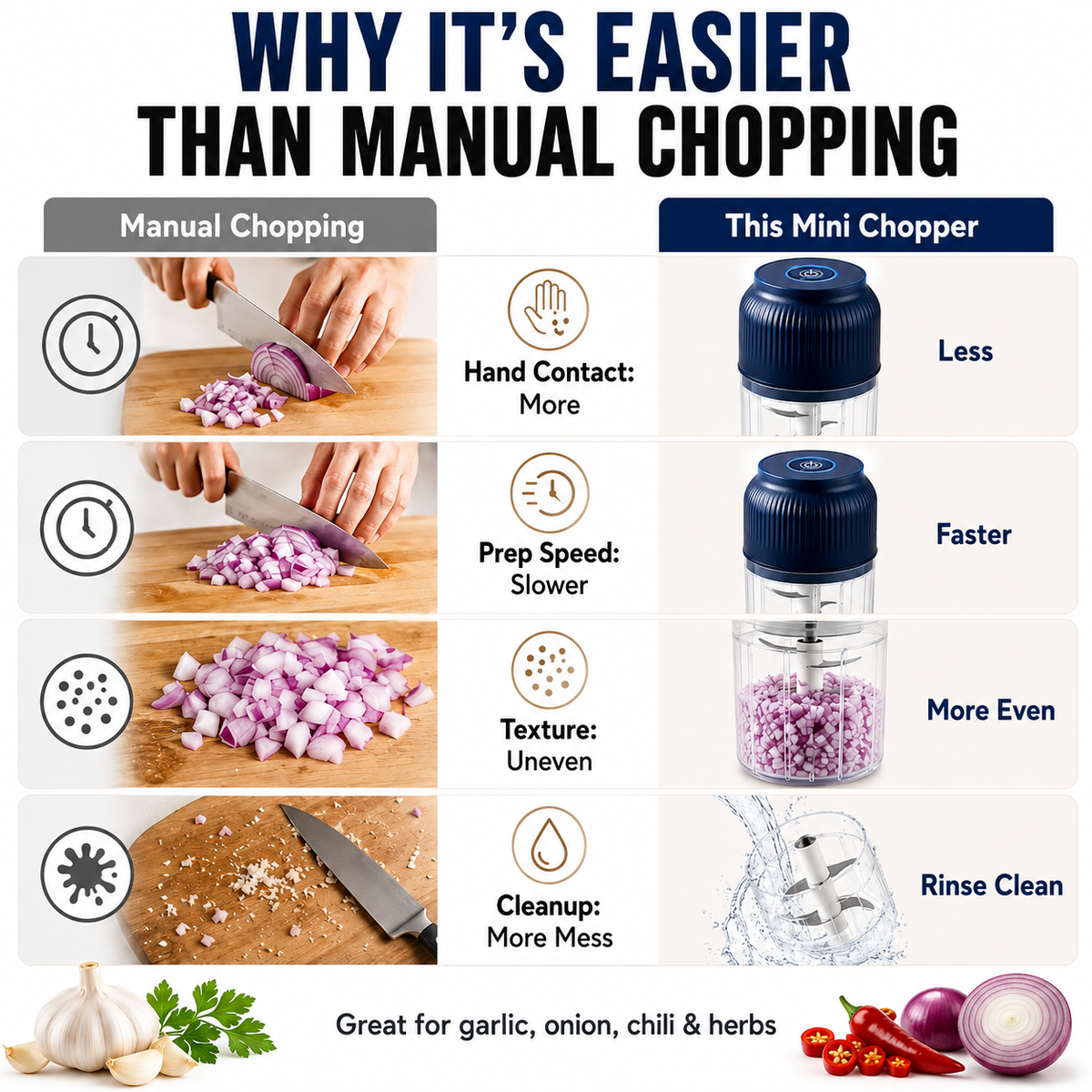UPSELL🔥 50% OFF! 🔥6-Blade Electric Food Chopper | For Vegetables, Onions, Herbs, Nuts & Meat | Cordless, One-Touch & Easy to Clean | Baby Food Maker, Juicer, Spice Grinder & Meat Grinder