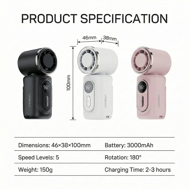 💨 3000mAh USB Clip Fan – 360° Rotatable, Ultra-Portable🌬️| For Travel ✈️ Office 💼Kids 👶 | Clips Anywhere!