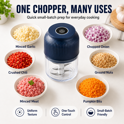 UPSELL🔥 50% OFF! 🔥6-Blade Electric Food Chopper | For Vegetables, Onions, Herbs, Nuts & Meat | Cordless, One-Touch & Easy to Clean | Baby Food Maker, Juicer, Spice Grinder & Meat Grinder