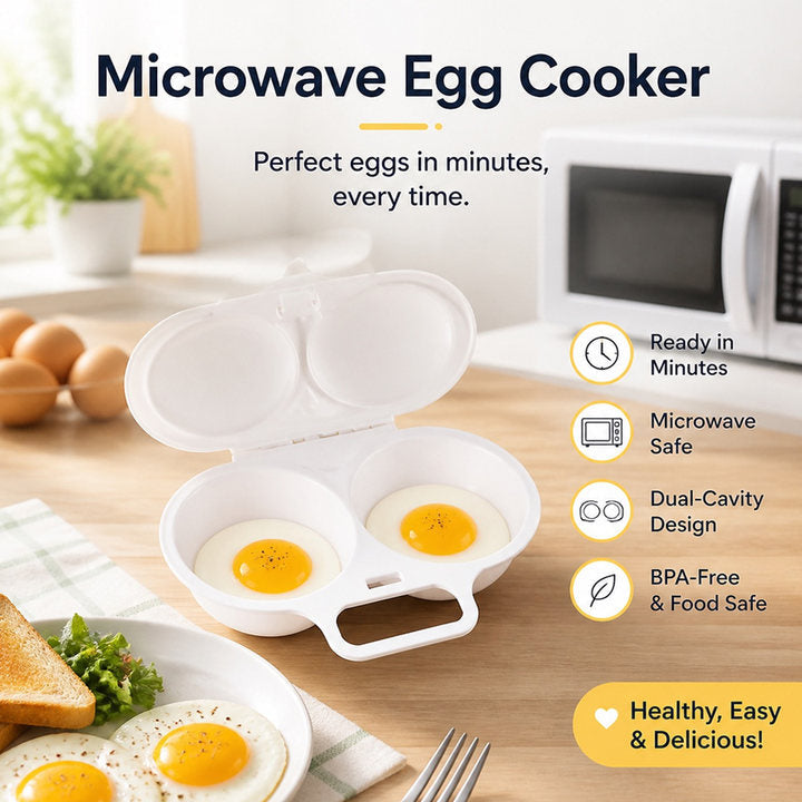 ⏱️🥚 50% OFF NOW! Microwave Egg Cooker – Perfect poached eggs in 2 mins, no oil & splash-proof – Quick, healthy & mess-free breakfast 🌿