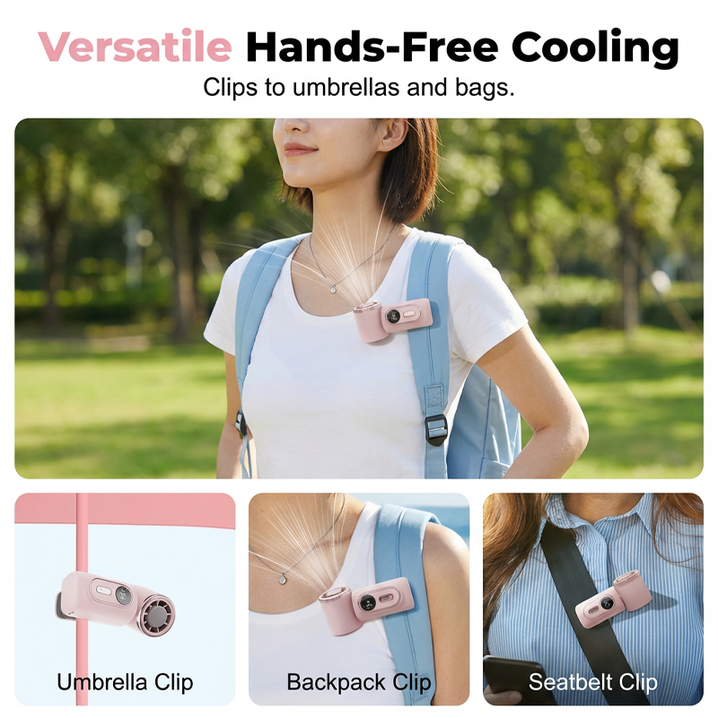 💨 3000mAh USB Clip Fan – 360° Rotatable, Ultra-Portable🌬️| For Travel ✈️ Office 💼Kids 👶 | Clips Anywhere!